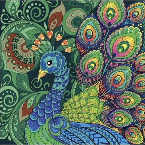 Luminous Diamond Painting Peacock, 22x22 cm, Special Drills