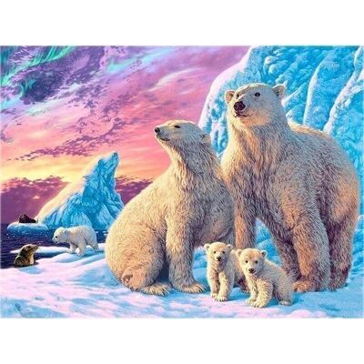 Pintura de diamante Familia de osos, 30x40 cm, Taladros cuadrados