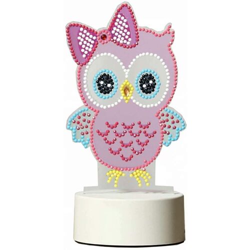 Diamond LED Light Lamp Owl, 20x9.5 cm, Round Drills