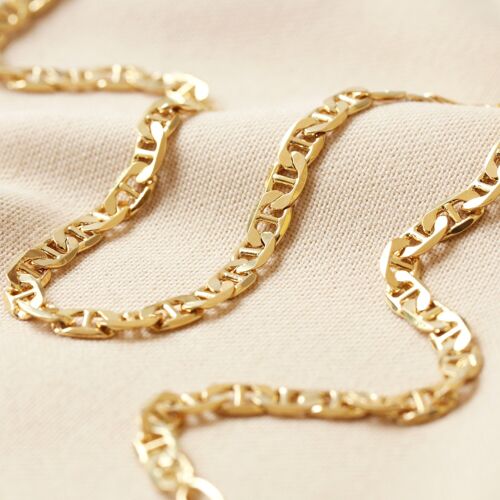Flat Figaro Chain Necklace in Gold