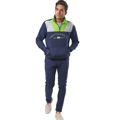 Joggingpak blauw/lime/grijs