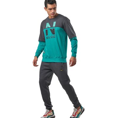 Tuta da jogging verde mare/grigio scuro Niche