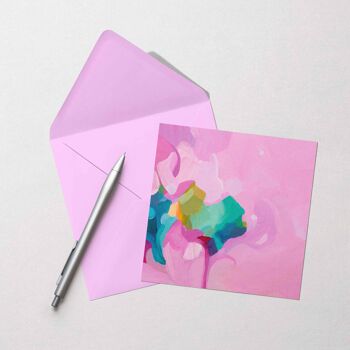 Carte de vœux abstraite rose amarante | Carte d'art abstrait 2