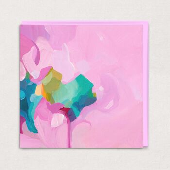 Carte de vœux abstraite rose amarante | Carte d'art abstrait 1