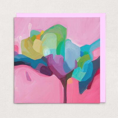 Cartolina d'auguri astratta rosa | Carta di arte astratta