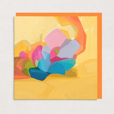 Tarjeta de felicitación abstracta amarilla | Tarjeta de arte abstracto