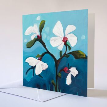 Carte de voeux florale | Carte d'art floral bleu vif 2