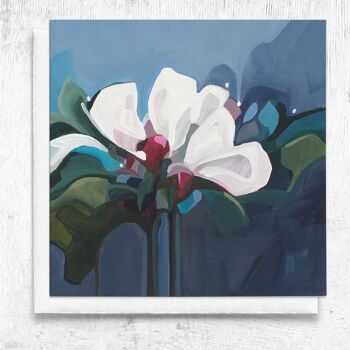 Carte d'art | Peinture abstraite florale | Bleu foncé 1