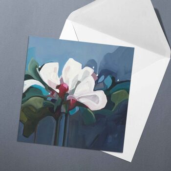 Carte d'art | Peinture abstraite florale | Bleu foncé 3