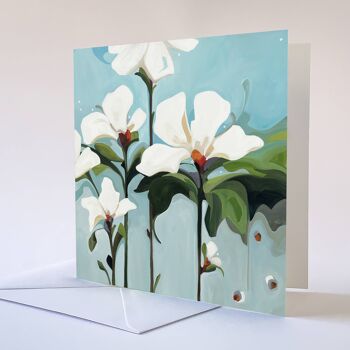 Carte de voeux florale | Carte de sympathie | Carte d'art floral bleu gris 2