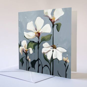 Carte de voeux florale | Carte de sympathie | Carte d'art floral blanc gris 2