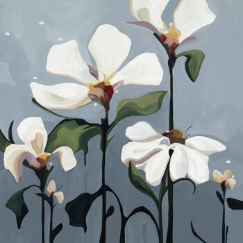 Carte de voeux florale | Carte de sympathie | Carte d'art floral blanc gris 3