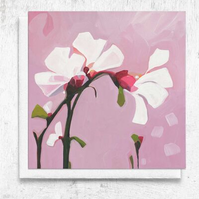 Carte d'art | Peinture abstraite florale | Mauve