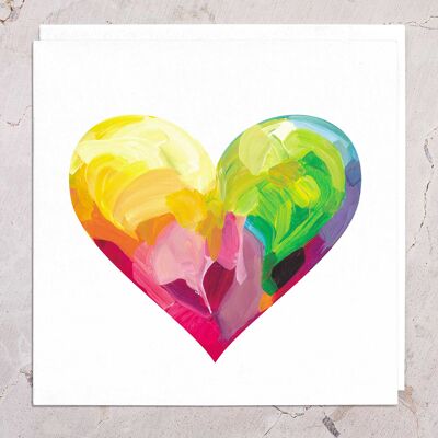 Carte Saint-Valentin | Carte de fierté | Coeur arc-en-ciel | Carte artistique