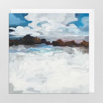 Carte de vœux artistique | Peinture de paysage enneigé | Lac d'hiver 1