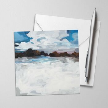 Carte de vœux artistique | Peinture de paysage enneigé | Lac d'hiver 2