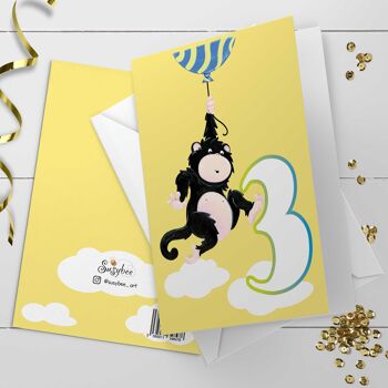 Carte d'anniversaire animaux | Carte Singe, 3 ans 2