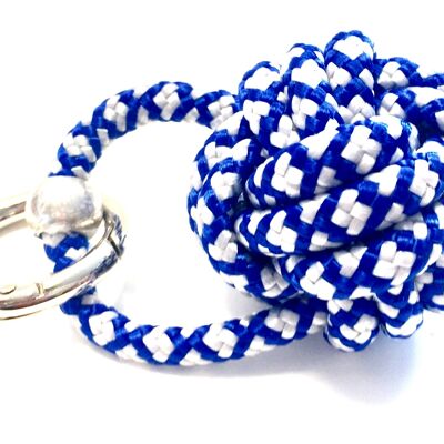 Porte-clés noeud de bateau bleu/blanc