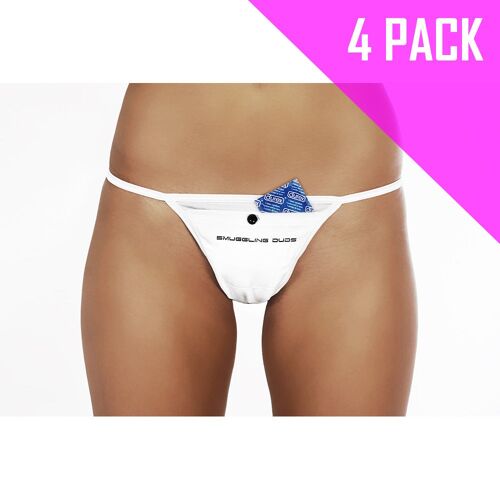 WHITE | SMUGGLING DUDS FEMALE STASH POCKET THONG - 4 PACK