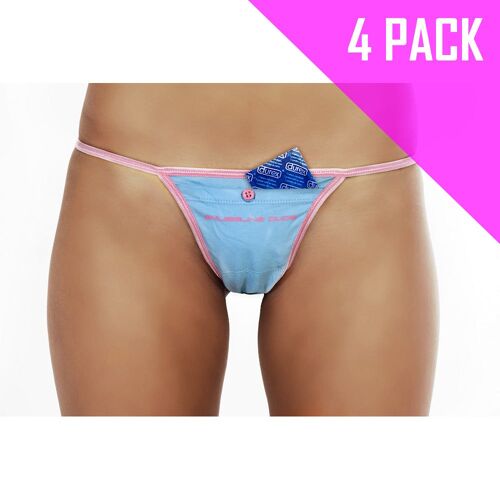 BABY BLUE | SMUGGLING DUDS FEMALE STASH POCKET THONG - 4 PACK