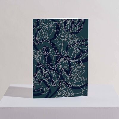 Blue Peonies Greetings Card