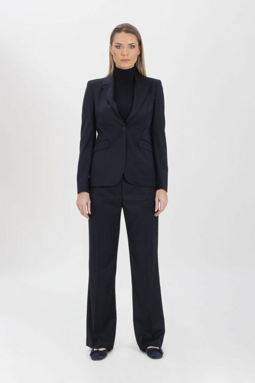 Tailleur con blazer monopetto e pantalone taglio classico blu