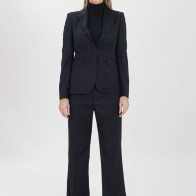 Tailleur con blazer monopetto e pantalone taglio classico blu