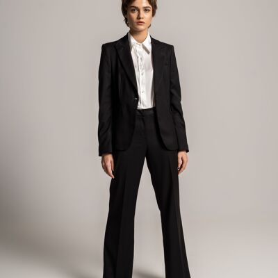 Suit with single-breasted blazer and classic black trousers