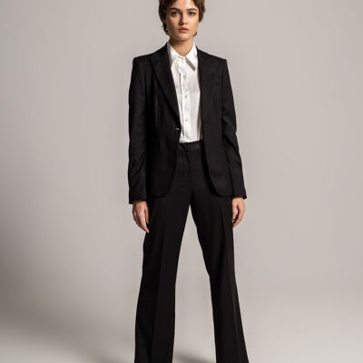 Tailleur con blazer monopetto e pantalone taglio classico nero