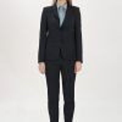 Tailleur con blazer monopetto e pantalone taglio sigaretta blu