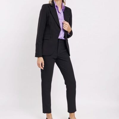 Tailleur monopetto in tessuto stretch con pantalone sigaretta colore nero