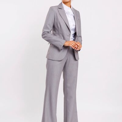 Single-breasted suit in stretch fabric with classic gray trousers