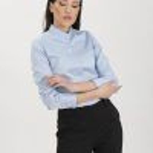 Camicia in tessuto stretch con collo alla coreana colore azzurro