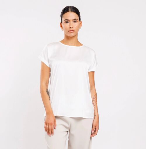 T-shirt in raso satin colore bianco