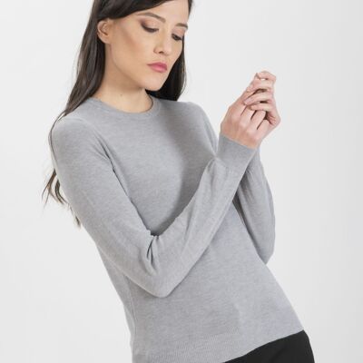 Pull gris à col rond