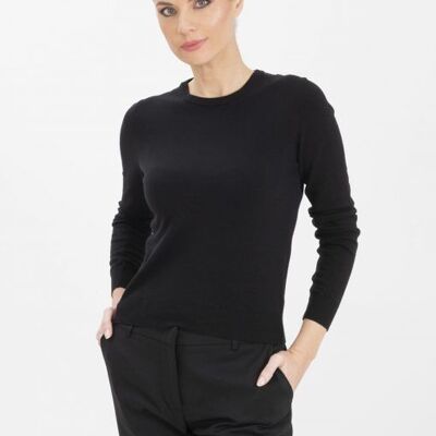 Pull col rond noir