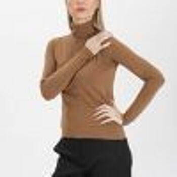 Pull col montant couleur camel 1