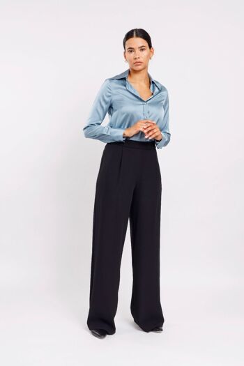 Pantalon fluide en tissu noir clair 3