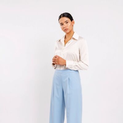 Palazzo trousers with pleats in light blue