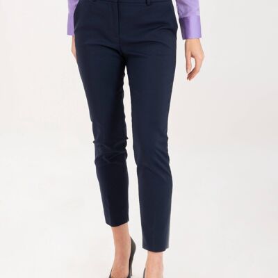 Cigarette trousers in blue technical fabric