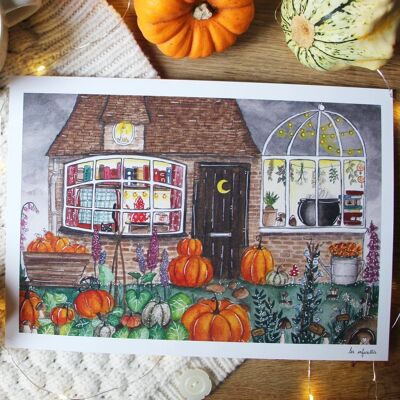 The Little Autumn Cottage - Postcard