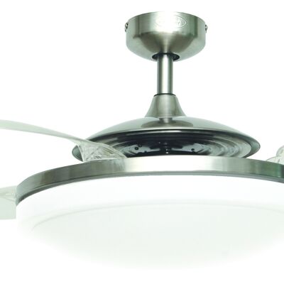 FANAWAY - Evo 2 ceiling fan with retractable blades, remote control and light, brushed chrome