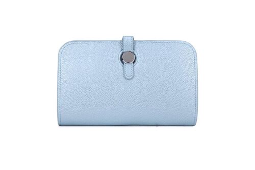 New Colour PU Leather Purse  High Quality Wallet for Women Zipper Purse   – L12300 light blue