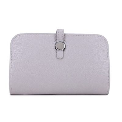 Monedero de cuero PU de nuevo color Cartera de alta calidad para mujer Monedero con cremallera - L12300 gris claro