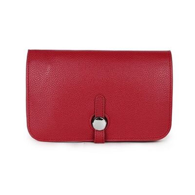 Monedero de cuero PU de nuevo color Cartera de alta calidad para mujer Monedero con cremallera - L12300 rojo