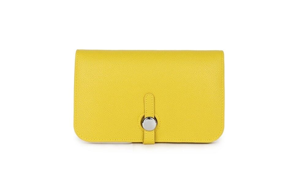 Monedero de cuero PU de nuevo color Cartera de alta calidad para mujer Monedero con cremallera - L12300 amarillo