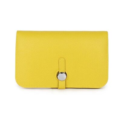 Monedero de cuero PU de nuevo color Cartera de alta calidad para mujer Monedero con cremallera - L12300 amarillo