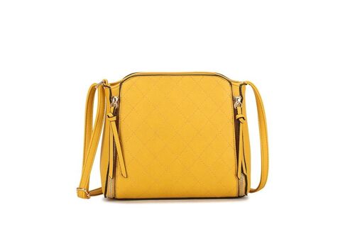 Spring New Womens Crossbody Bag Quilted Handbag  Main Zipper Shoulder bag vegan PU leather - S-003 Yellow