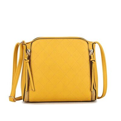 Spring New Womens Crossbody Bag Bolso acolchado Cremallera principal Bandolera cuero vegano PU - S-003 Amarillo