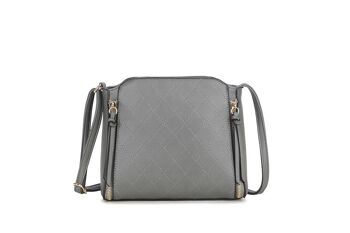 Printemps nouveau sac à bandoulière pour femme sac à main matelassé sac à bandoulière principal à fermeture éclair en cuir PU végétalien - S-003 gris foncé 6